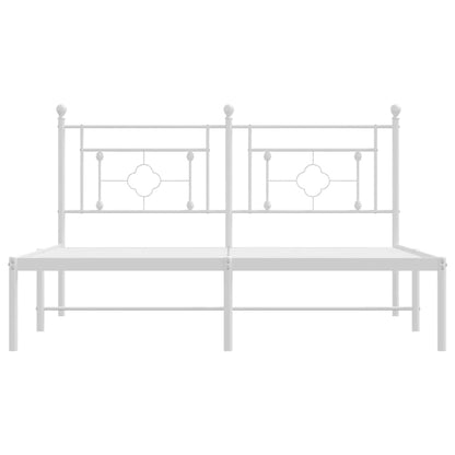 vidaXL Metal Bed Frame without Mattress with Headboard White 160x200cm