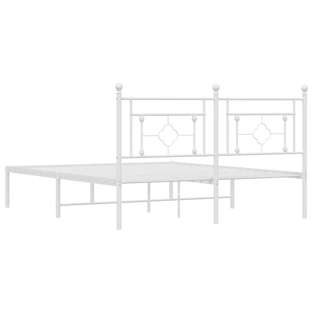 vidaXL Metal Bed Frame without Mattress with Headboard White 160x200cm