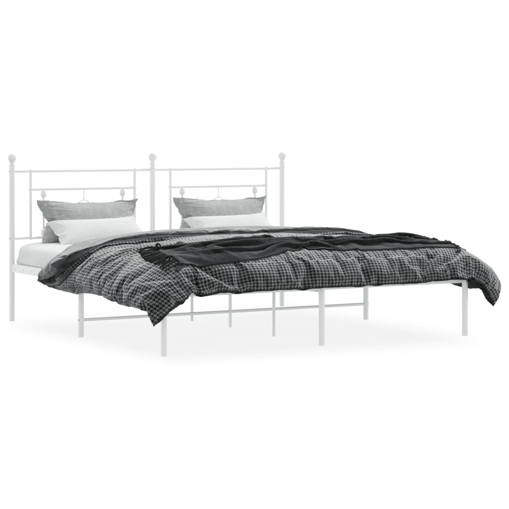 vidaXL Metal Bed Frame without Mattress with Headboard White 183x213cm