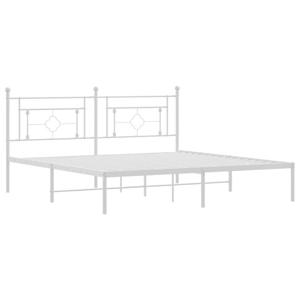 vidaXL Metal Bed Frame without Mattress with Headboard White 183x213cm