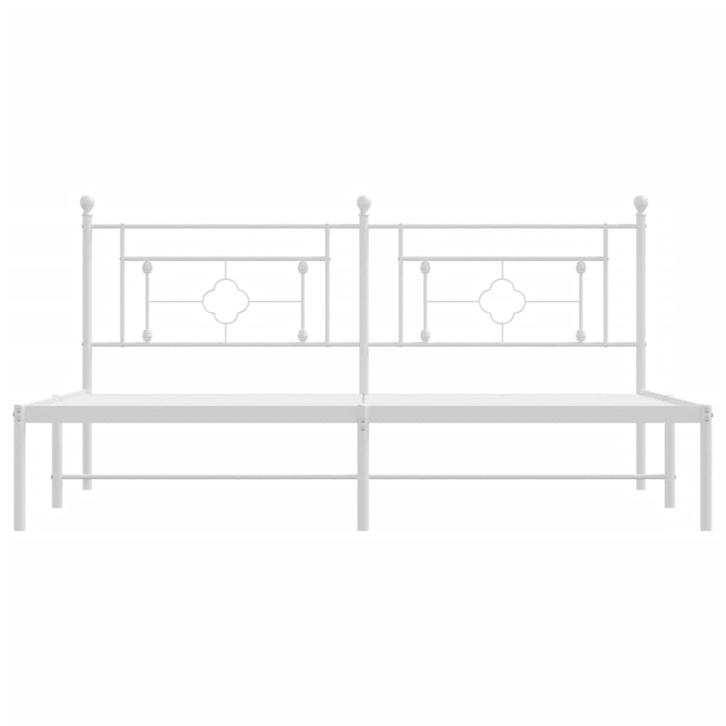 vidaXL Metal Bed Frame without Mattress with Headboard White 183x213cm
