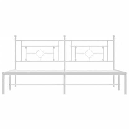 vidaXL Metal Bed Frame without Mattress with Headboard White 183x213cm