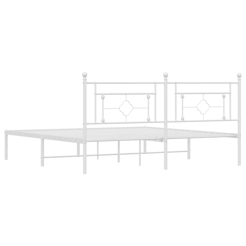 vidaXL Metal Bed Frame without Mattress with Headboard White 183x213cm