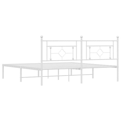 vidaXL Metal Bed Frame without Mattress with Headboard White 183x213cm