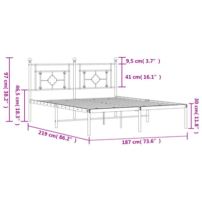vidaXL Metal Bed Frame without Mattress with Headboard White 183x213cm