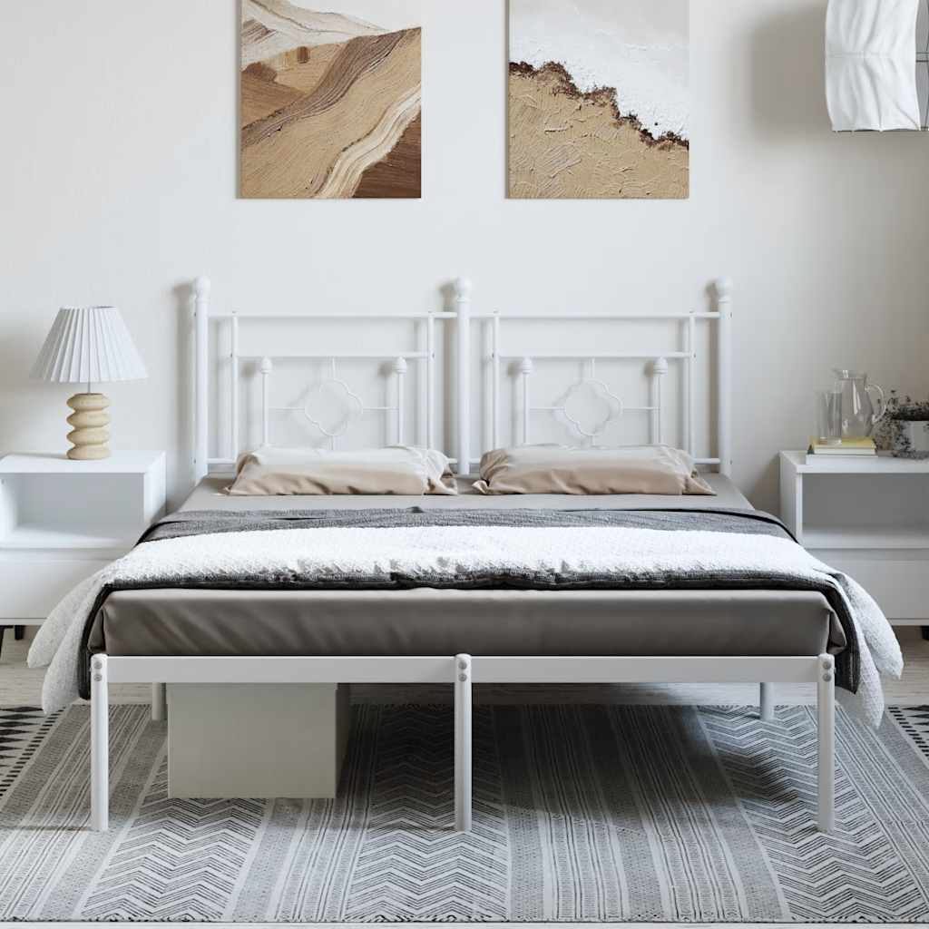 vidaXL Metal Bed Frame without Mattress with Headboard White 193x203cm
