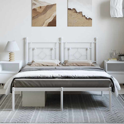 vidaXL Metal Bed Frame without Mattress with Headboard White 193x203cm