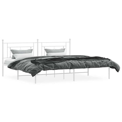 vidaXL Metal Bed Frame without Mattress with Headboard White 193x203cm