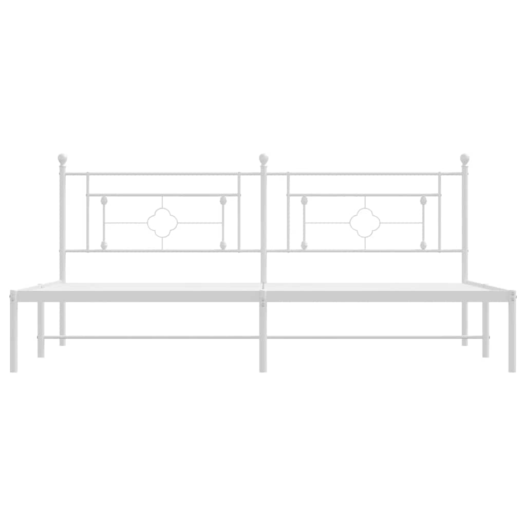 vidaXL Metal Bed Frame without Mattress with Headboard White 193x203cm