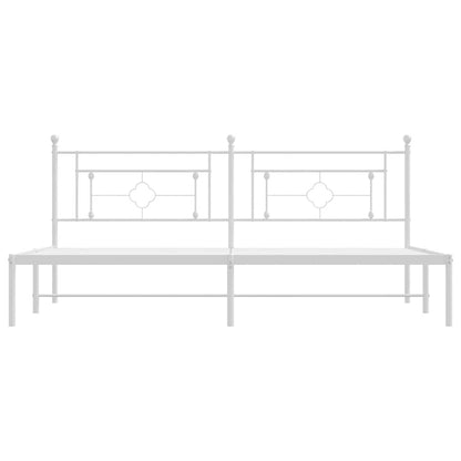 vidaXL Metal Bed Frame without Mattress with Headboard White 193x203cm