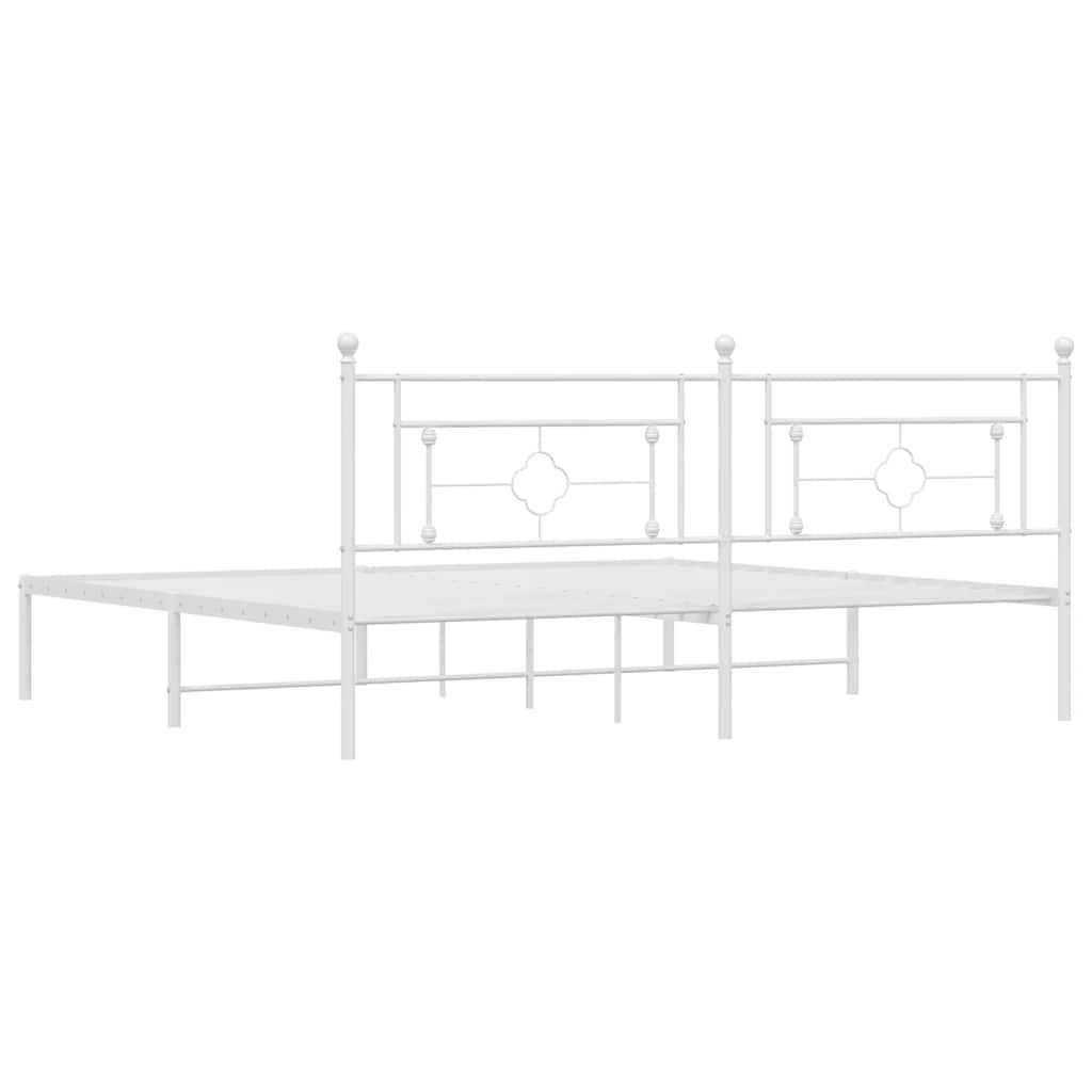 vidaXL Metal Bed Frame without Mattress with Headboard White 193x203cm