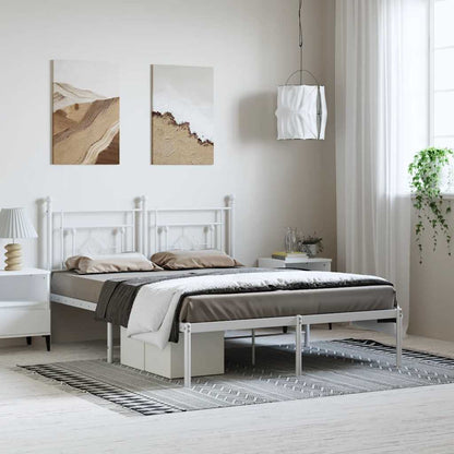 vidaXL Metal Bed Frame without Mattress with Headboard White 193x203cm