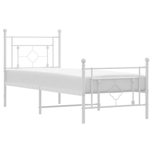 vidaXL Metal Bed Frame without Mattress with Footboard White 80x200cm