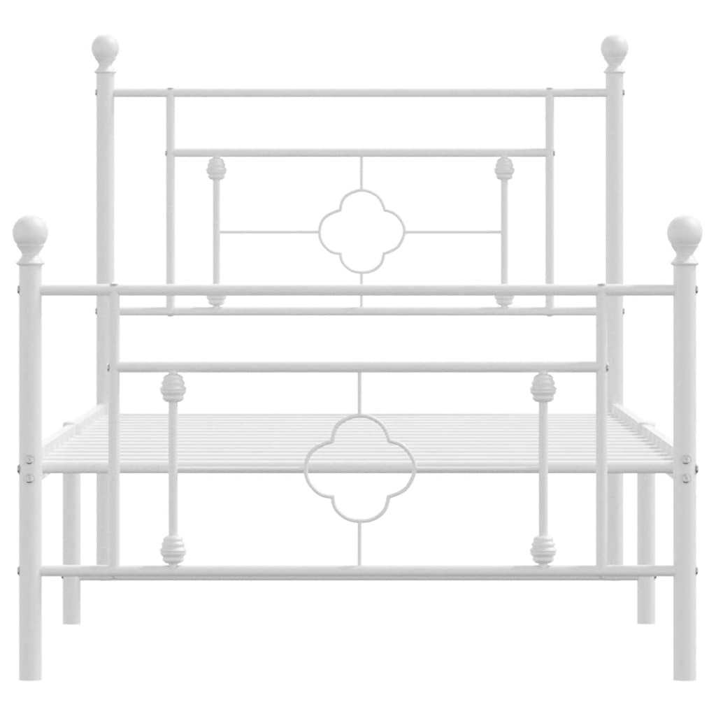 vidaXL Metal Bed Frame without Mattress with Footboard White 100x200cm