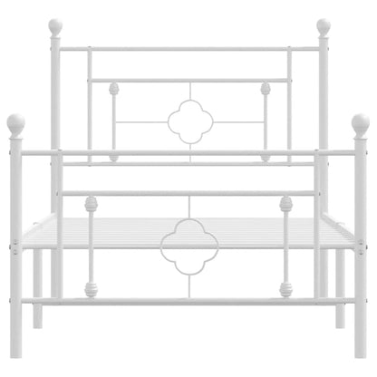 vidaXL Metal Bed Frame without Mattress with Footboard White 100x200cm