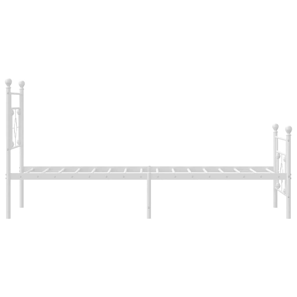 vidaXL Metal Bed Frame without Mattress with Footboard White 100x200cm