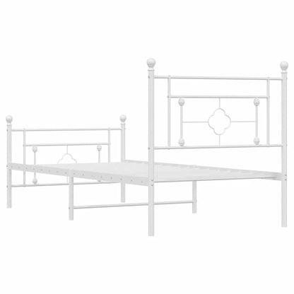 vidaXL Metal Bed Frame without Mattress with Footboard White 100x200cm