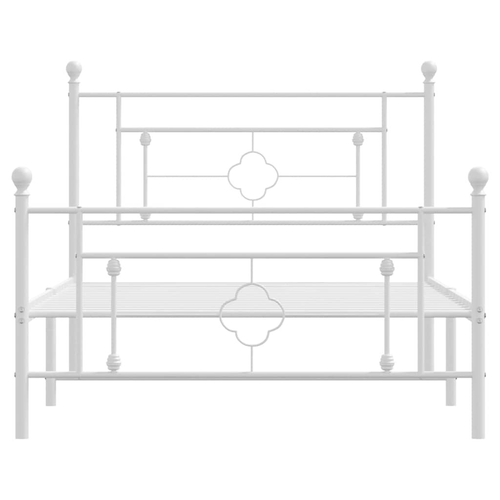 vidaXL Metal Bed Frame without Mattress with Footboard White 107x203cm