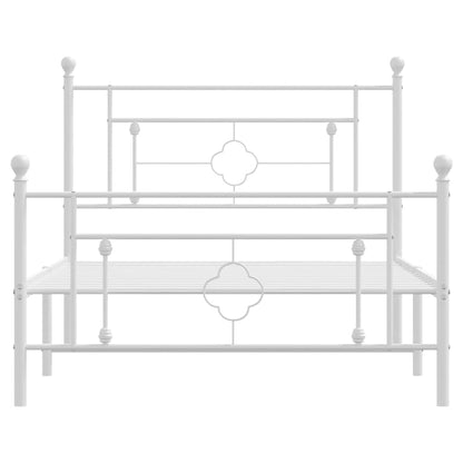 vidaXL Metal Bed Frame without Mattress with Footboard White 107x203cm