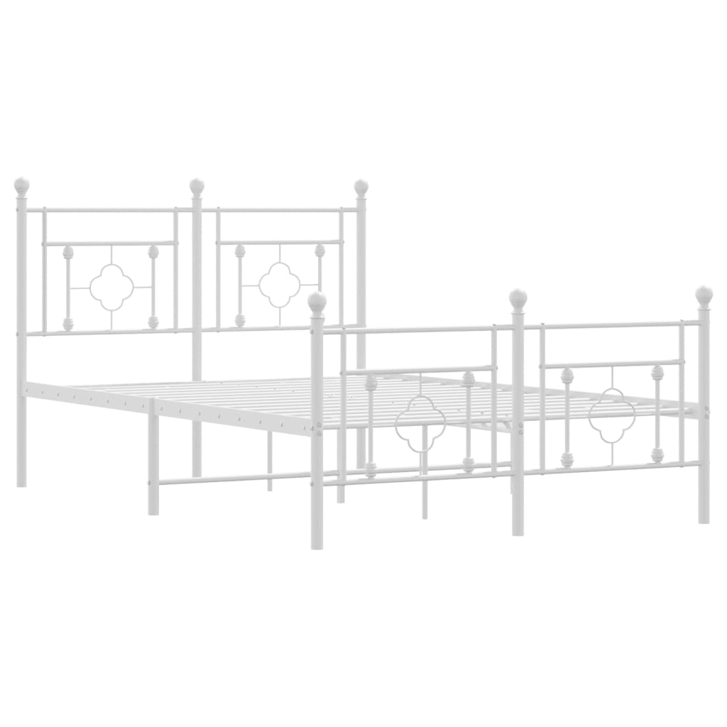 vidaXL Metal Bed Frame without Mattress with Footboard White 120x200cm