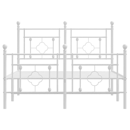 vidaXL Metal Bed Frame without Mattress with Footboard White 120x200cm