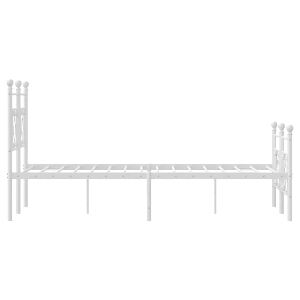 vidaXL Metal Bed Frame without Mattress with Footboard White 120x200cm