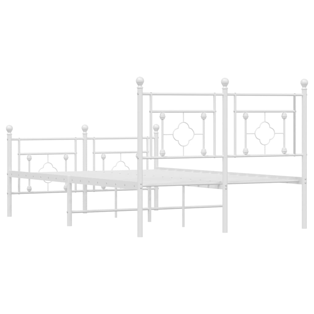 vidaXL Metal Bed Frame without Mattress with Footboard White 120x200cm