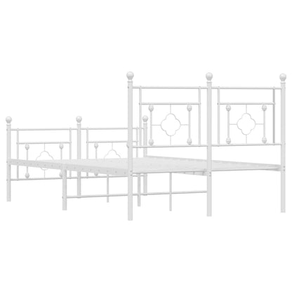 vidaXL Metal Bed Frame without Mattress with Footboard White 120x200cm