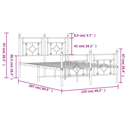 vidaXL Metal Bed Frame without Mattress with Footboard White 120x200cm