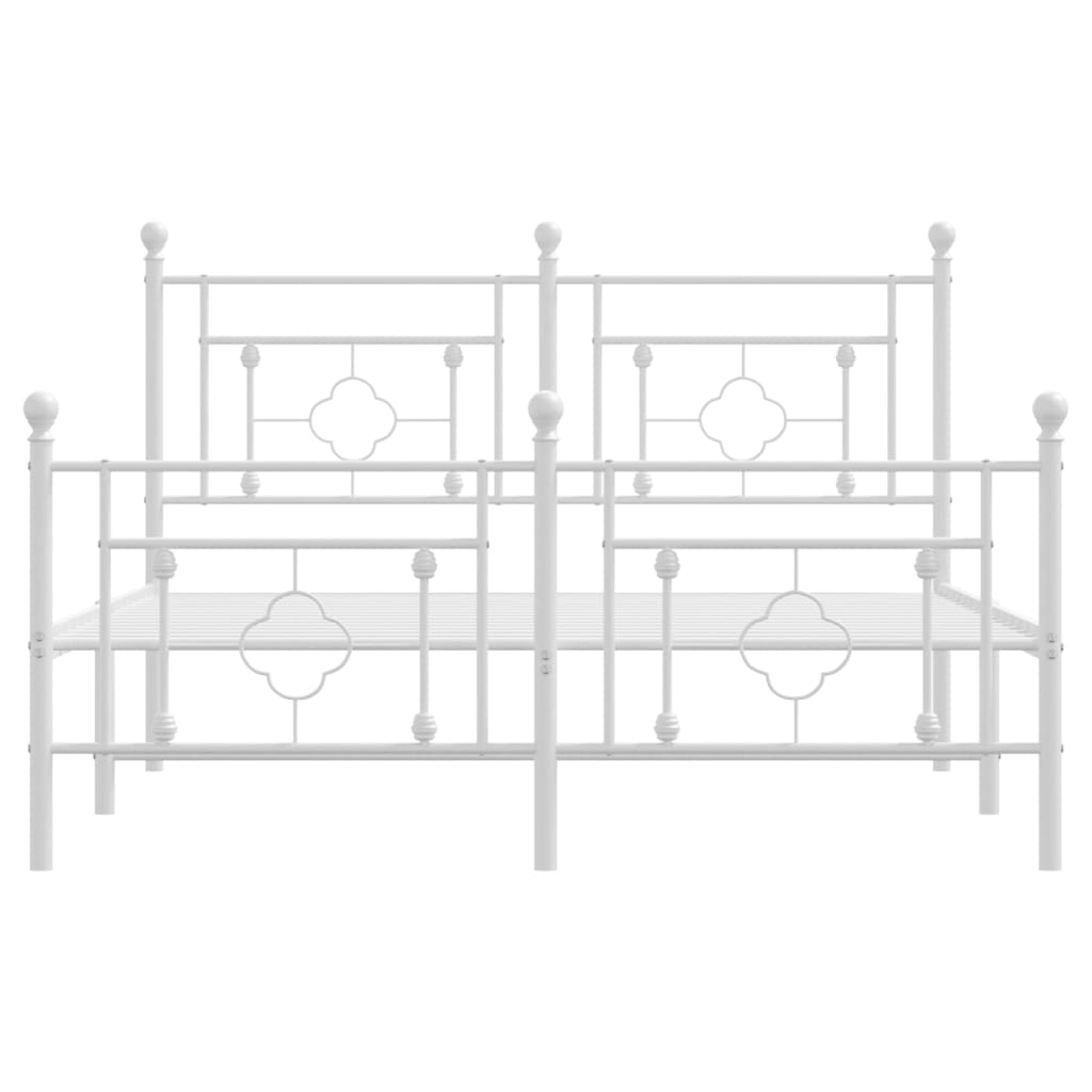 vidaXL Metal Bed Frame without Mattress with Footboard White 135x190cm