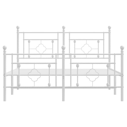 vidaXL Metal Bed Frame without Mattress with Footboard White 135x190cm
