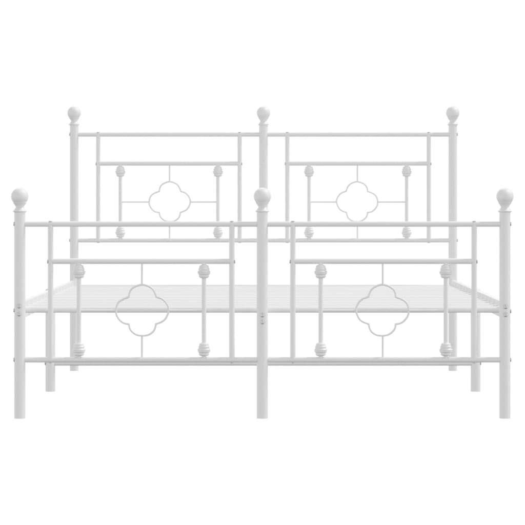 vidaXL Metal Bed Frame without Mattress with Footboard White 140x190cm