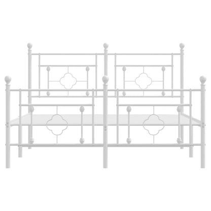 vidaXL Metal Bed Frame without Mattress with Footboard White 140x190cm