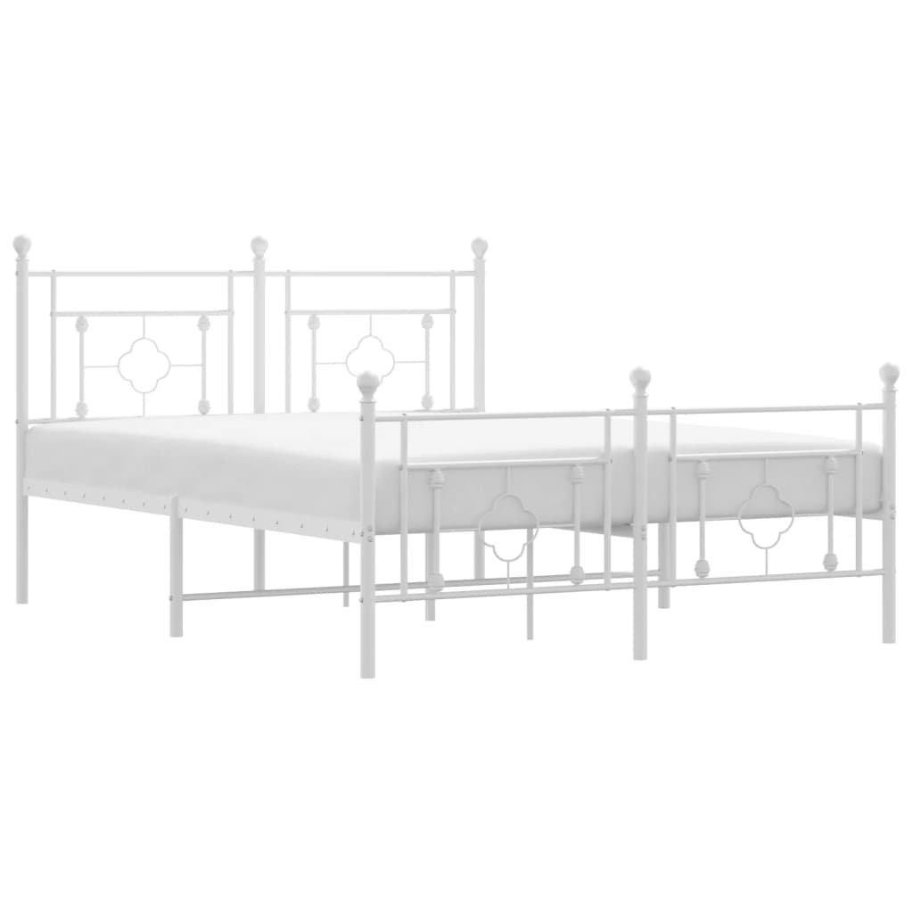 vidaXL Metal Bed Frame without Mattress with Footboard White 140x200cm