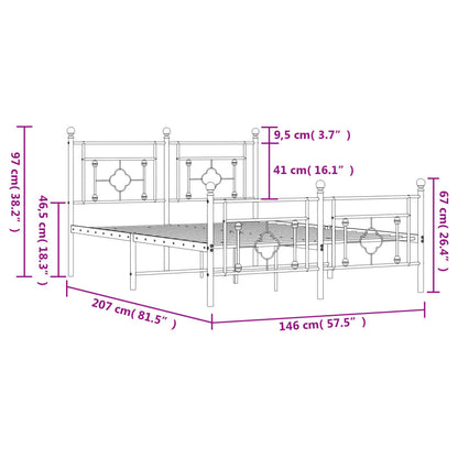 vidaXL Metal Bed Frame without Mattress with Footboard White 140x200cm