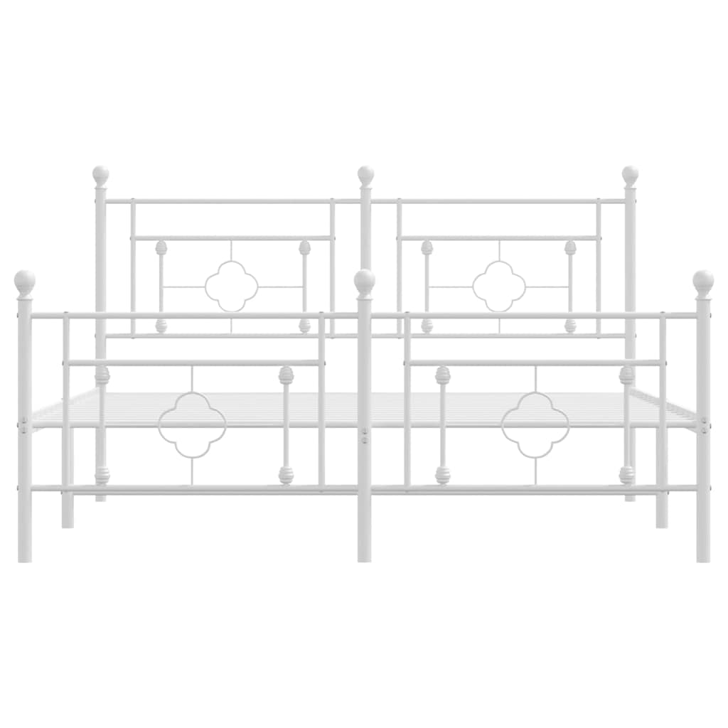 vidaXL Metal Bed Frame without Mattress with Footboard White 150x200cm