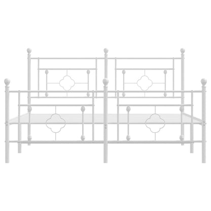 vidaXL Metal Bed Frame without Mattress with Footboard White 150x200cm
