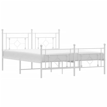 vidaXL Metal Bed Frame without Mattress with Footboard White 160x200cm