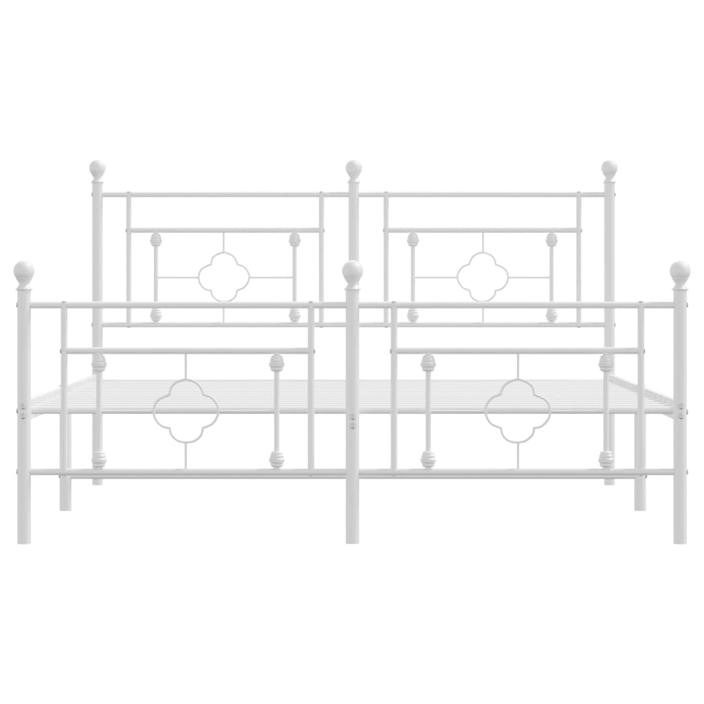vidaXL Metal Bed Frame without Mattress with Footboard White 160x200cm