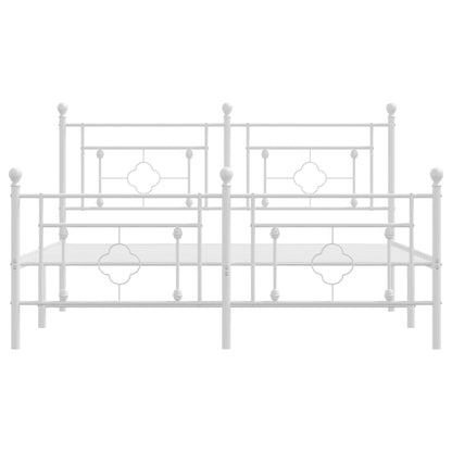 vidaXL Metal Bed Frame without Mattress with Footboard White 160x200cm