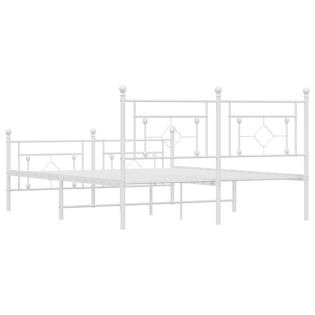 vidaXL Metal Bed Frame without Mattress with Footboard White 160x200cm