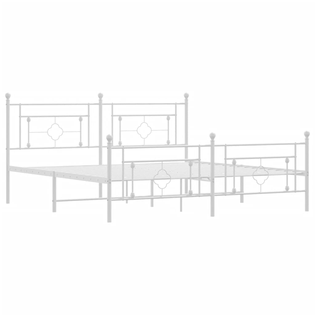 vidaXL Metal Bed Frame without Mattress with Footboard White 183x213cm