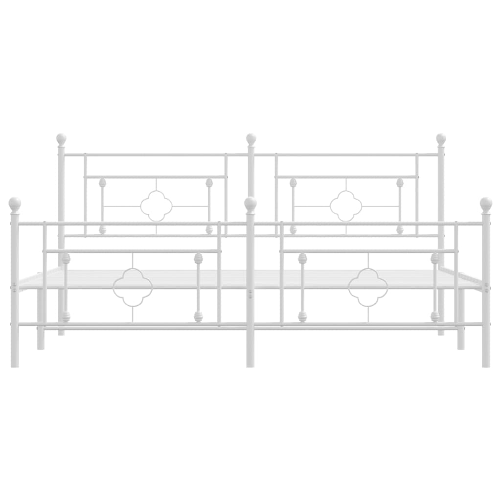 vidaXL Metal Bed Frame without Mattress with Footboard White 183x213cm
