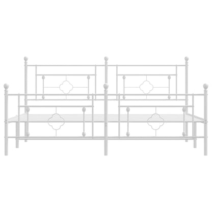 vidaXL Metal Bed Frame without Mattress with Footboard White 183x213cm