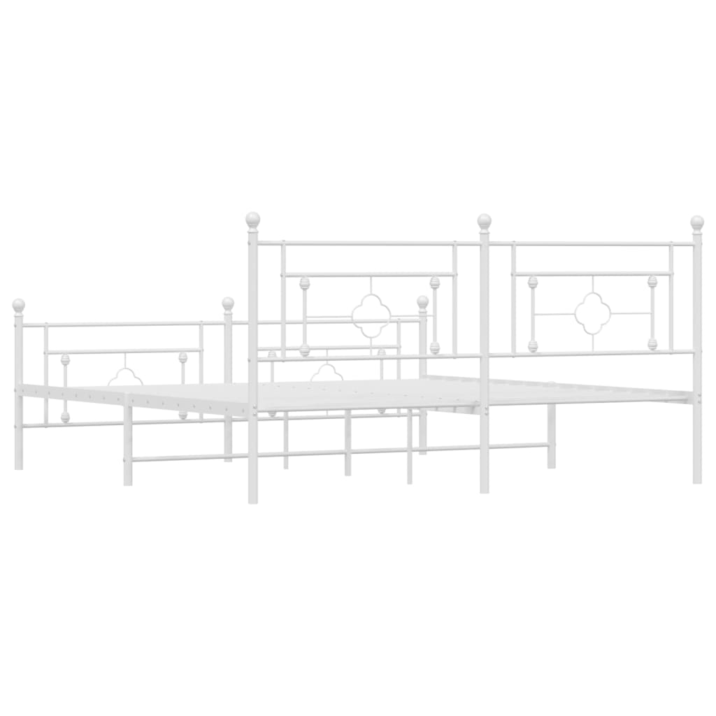 vidaXL Metal Bed Frame without Mattress with Footboard White 183x213cm