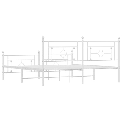 vidaXL Metal Bed Frame without Mattress with Footboard White 183x213cm