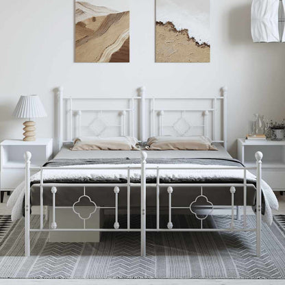 vidaXL Metal Bed Frame without Mattress with Footboard White 193x203cm