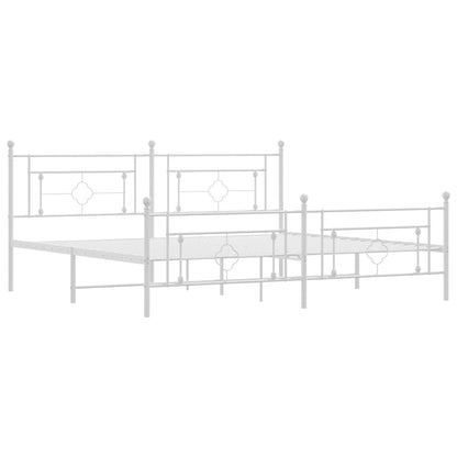 vidaXL Metal Bed Frame without Mattress with Footboard White 193x203cm