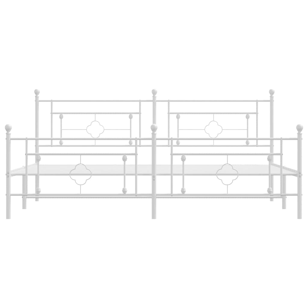vidaXL Metal Bed Frame without Mattress with Footboard White 193x203cm