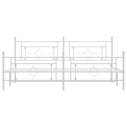 vidaXL Metal Bed Frame without Mattress with Footboard White 193x203cm